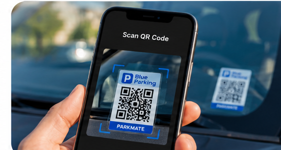 Smartphone used to scan QR tag