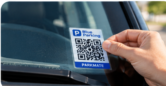 Parked car with windscreen tag reference